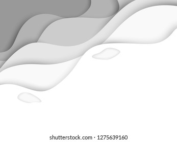 abstract circle blank paper white and gray tone vector background, wave overlapping with shadow modern concept, space for text or message web and book design