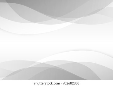 abstract circle blank paper white and gray tone vector background, wave overlapping with shadow modern concept