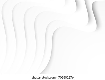 abstract circle blank paper white and gray tone vector background, wave overlapping with shadow modern concept