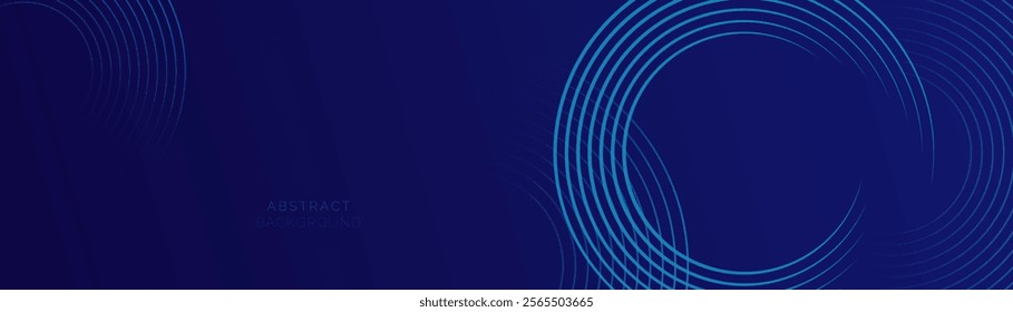 Abstract Circle blue glowing geometric lines on a dark blue background. Modern shiny blue circle lines Backdrop. Concept of futuristic technology, for cover, poster, banner, brochure, header, website