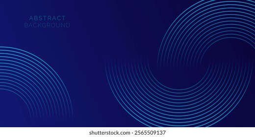 Abstract Circle blue glowing geometric lines on a dark blue background. Modern shiny blue circle lines Backdrop. Concept of futuristic technology, for cover, poster, banner, flyer, header, website