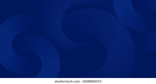 Abstract Circle blue glowing geometric lines on a dark blue background. Modern shiny blue circle lines Backdrop. for cover, poster, banner, brochure, header, website. modern eps10