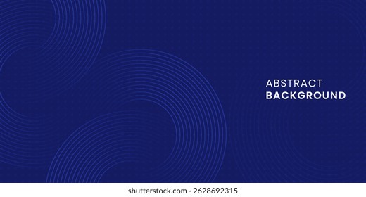 Líneas geométricas brillantes azules del círculo Abstractas en un fondo azul oscuro. Líneas de círculo azul brillante moderno. Concepto de tecnología futurista, para la cubierta, cartel, Anuncio, volante, cabecera, Sitio web