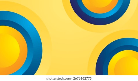 Abstract circle blue gradient design on yellow background