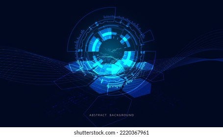 Abstract Circle Blue Interface Futuristic Background  Light Blue For Copy Space.on hi tech blue future background