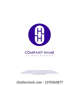 abstract circle blue monogram HH logo letter for technology design concept