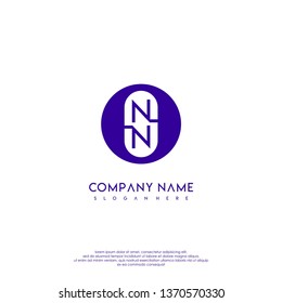 abstract circle blue monogram NN logo letter for technology design concept