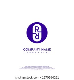 abstract circle blue monogram RR logo letter for technology design concept