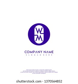 abstract circle blue monogram WW logo letter for technology design concept
