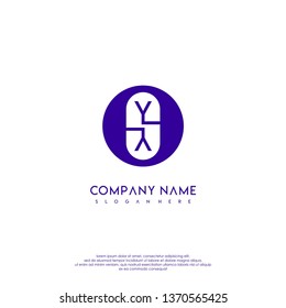 abstract circle blue monogram YY logo letter for technology design concept