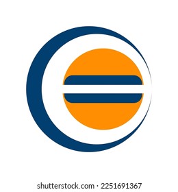 Abstract circle  blue with Orange Logo on white