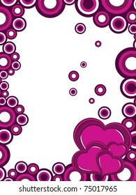 fondo de borde de círculo abstracto con corazones magenta