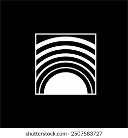 Abstract circle in box logo design.