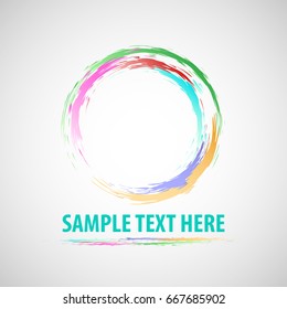 Abstract circle bright background with typography text. Colorful Vector logo. For logo, greeting card, business card, flyer or design project