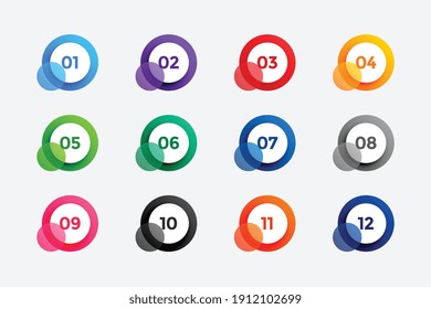 abstract circle bullet points numbers from one to twelve