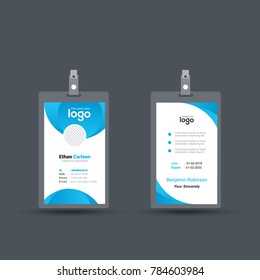 abstract circle business letterhead design with blue color