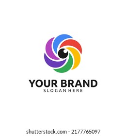 Abstract circle camera lens logo design