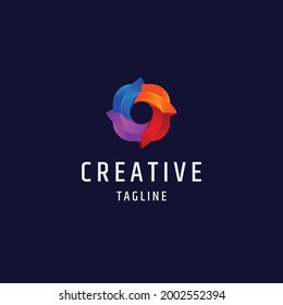 Abstract circle camera shutter colorful gradient logo icon design template vector illustration