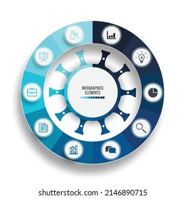 Abstract circle chart infographic template with 10 options for presentations, advertising, layouts, annual reports.