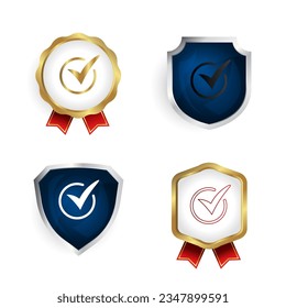 Resumen Marcado de marca de verificación circular y Colección de etiquetas, se puede usar para diseños de negocios, diseños de presentaciones o cualquier diseño adecuado.