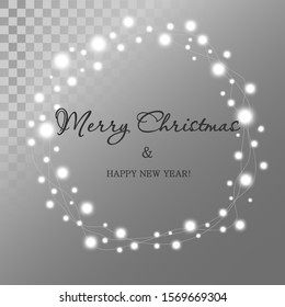 abstract circle christmas lights easy to edit, wreath for xmas holiday greeting cards design. vector illustration