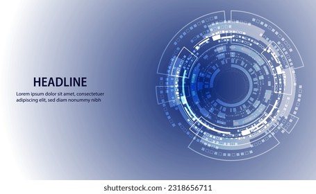 Resumen de la velocidad de la placa de circuito de círculo futurista moderno sobre fondo azul para entrar temas e información