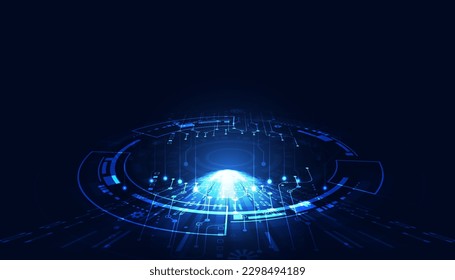 abstract circle circuit modern on background concept futuristic speed warp high speed On a blue background, hi-tech futuristic.