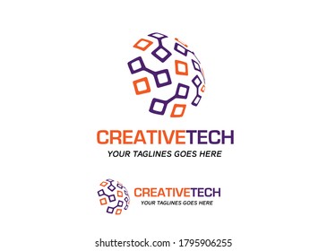 abstract circle circuit tech color logo vector