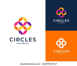 Abstract Circle Circular Round Connect Colorful Geometric Modern Vector Logo Design Illustration