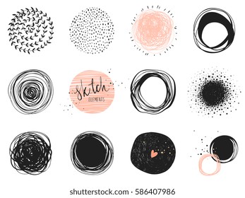 Abstract circle clip art elements. Use for posters, prints, greeting and business cards, banners, icons, labels, badges and other graphic designs.