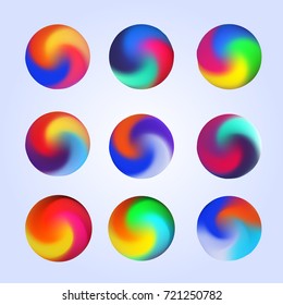 Abstract circle colorful gradient shape circle spheres. Set of futuristic web elements.