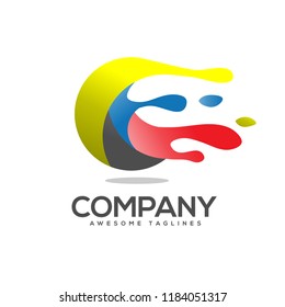 abstract circle colorful splash paint Logo vector concept