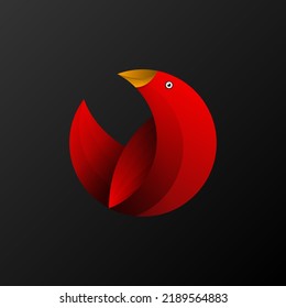 Abstract circle composition colorful gradient red bird logo illustration