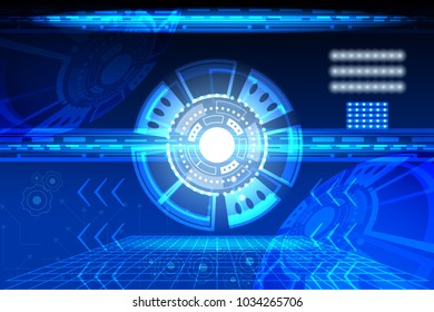 abstract circle Concept innovation connect digital line engineering in world  digital technology future data computer network communication on dark blue color background vector illustration