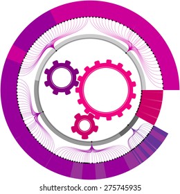 Abstract circle, consisting of colorful segments with gears inside. Template for creating infographics