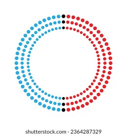 Abstract circle consisting of many dots set. Halftone circle frame background set. Round border Icon using halftone random circle. Grunge circular stain. Vector illustration.