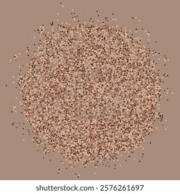 Abstract circle created from brown stipple dots. Brown dotted particles background. Ideal for festive and artistic designs, the sparkling dots form a visually stunning and eye-catching composition.