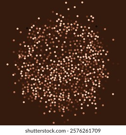 Abstract circle created from brown stipple dots. Brown dotted particles background. Ideal for festive and artistic designs, the sparkling dots form a visually stunning and eye-catching composition.