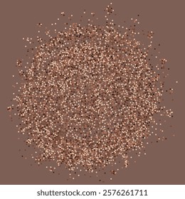 Abstract circle created from brown stipple dots. Brown dotted particles background. Ideal for festive and artistic designs, the sparkling dots form a visually stunning and eye-catching composition.