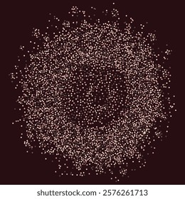 Abstract circle created from brown stipple dots. Brown dotted particles background. Ideal for festive and artistic designs, the sparkling dots form a visually stunning and eye-catching composition.