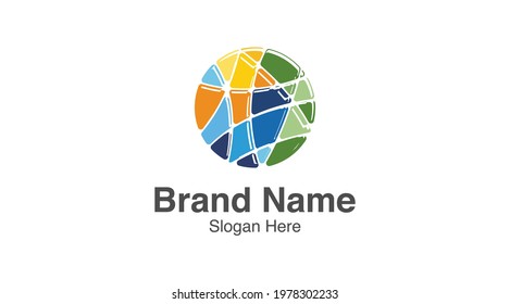 Abstract circle of creative signs and symbols. Circles, plus signs, stars, triangle, hexagons and other design elements. 