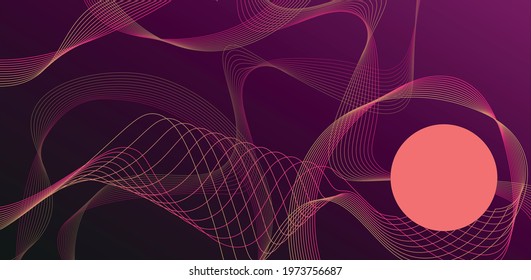 Abstract circle with dark purple background. Used to decorate billboards, messages, publications and other works. Modern ultraviolet color template with blend shapes. 