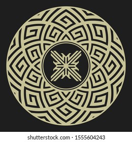 Abstract circle decor ornament. Sign cross.