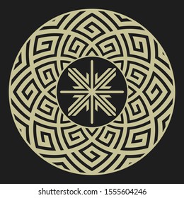 Abstract circle decor ornament. Sign cross.