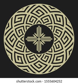 Abstract circle decor ornament. Sign cross.