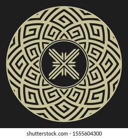 Abstract circle decor ornament. Sign cross.