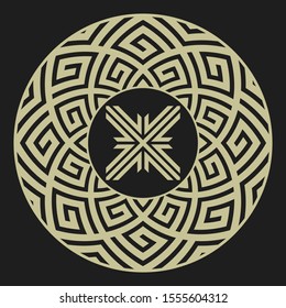 Abstract circle decor ornament. Sign cross.
