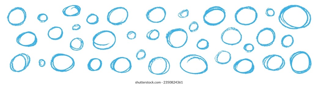 Abstract Circle Design with Blue Paint Brush Strokes. Grunge Watercolor Texture forming Round Frame Logo. Swirl Waves and Stain Elements in Circular Form. Flat Illustrations Isolated