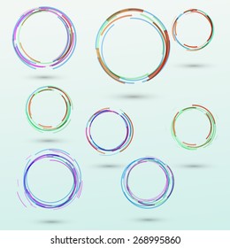 Abstract circle design elements collection orbit futuristic web pattern. Vector illustration