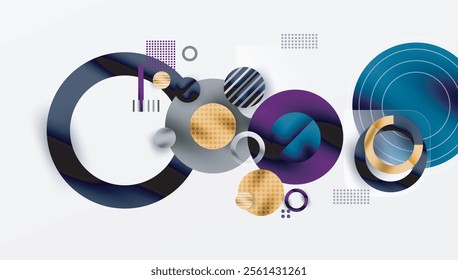 Abstract Circle Design with Overlapping Transparent Geometric Shapes